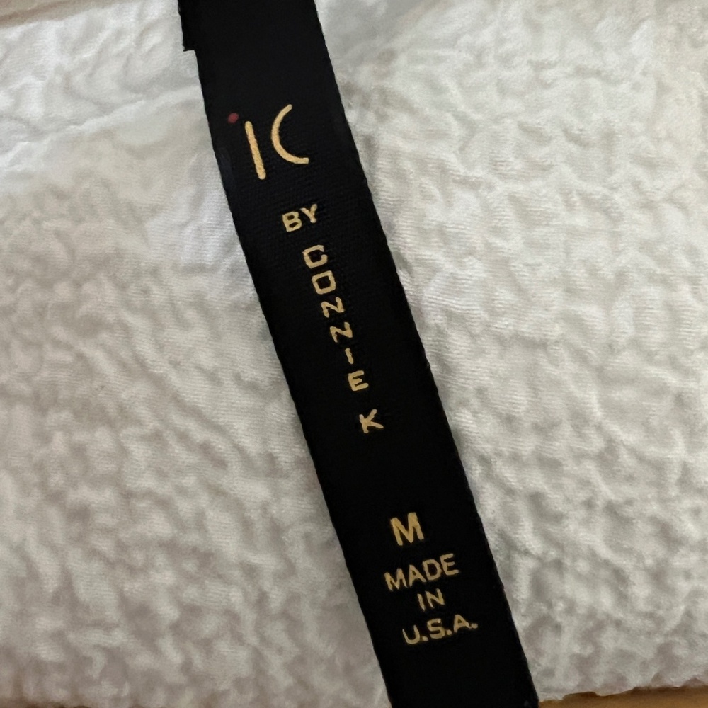 IC by CONNIE K White/Black Zip Front V-Neck Crinkle Textured Tunic Top M - Picture 6 of 9